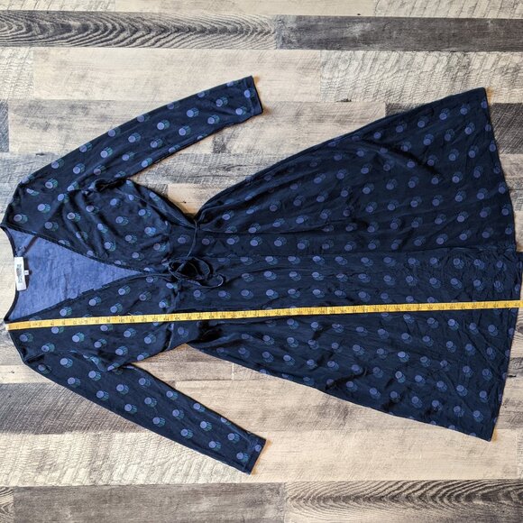 Elegant Navy Blue Polka Dot Dress - Picture 5 of 7